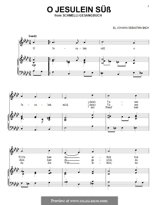 O Jesulein süss, BWV 493: Für Stimme und Klavier (oder Gitarre) by Иоганн Себастьян Бах
