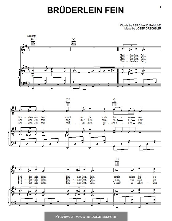 Bruderlein Fein: Для голоса и фортепиано (или гитары) by Ferdinand Raimund
