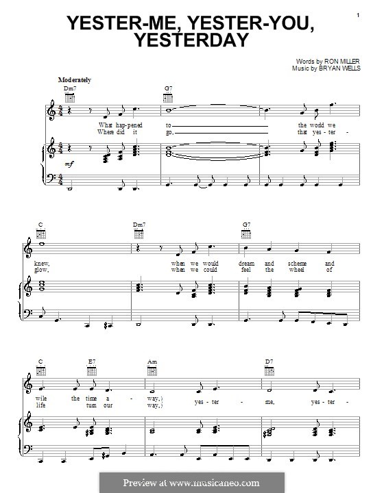 Yester-me, Yester-you, Yesterday (Stevie Wonder): Для голоса и фортепиано (или гитары) by Bryan Wells