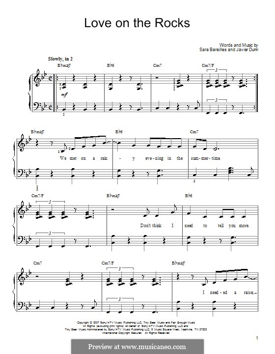 Love on the Rocks (Sara Bareilles): Для фортепиано (легкий уровень) by Javier Dunn