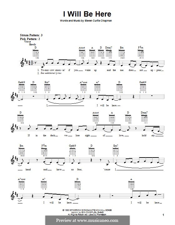 I Will Be Here: Для гитары (очень легкая версия) by Steven Curtis Chapman
