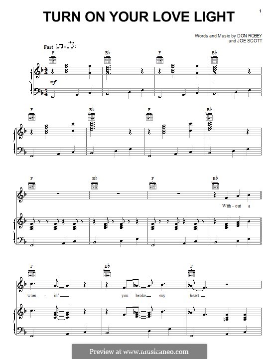 Turn on Your Love Light (Bobby 'Blue' Bland): Для голоса и фортепиано (или гитары) by Don Robey, Joe Scott