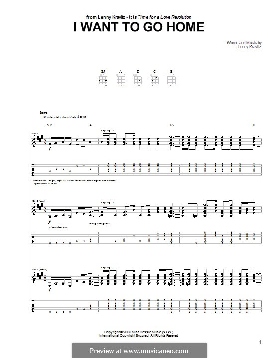 I Want To Go Home: Для гитары с табулатурой by Lenny Kravitz
