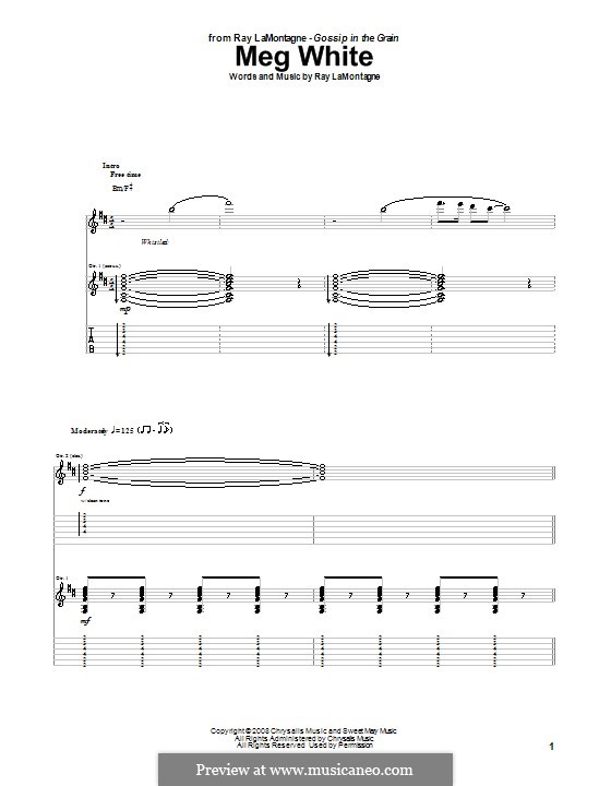 Meg White: Для гитары с табулатурой by Ray LaMontagne