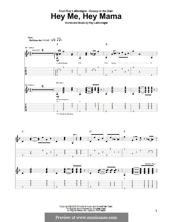 Hey Me, Hey Mama: Для гитары с табулатурой by Ray LaMontagne