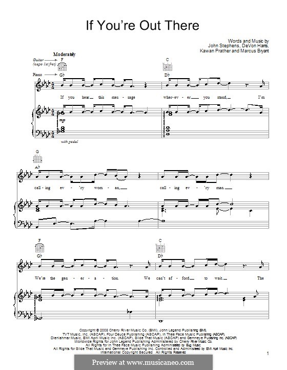 If You're Out There (John Legend): Для голоса и фортепиано (или гитары) by DeVon Harris, John Stephens, Kawan Prather, Marcus Bryant