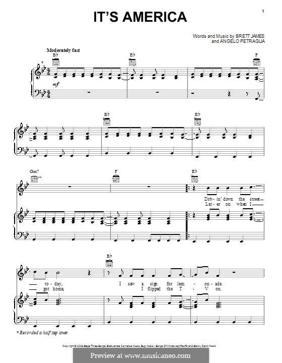 It's America (Rodney Atkins): Для голоса и фортепиано (или гитары) by Angelo, Brett James