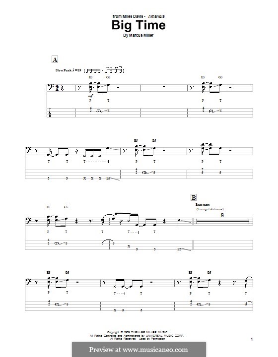Big Time: Для бас-гитары с табулатурой by Marcus Miller
