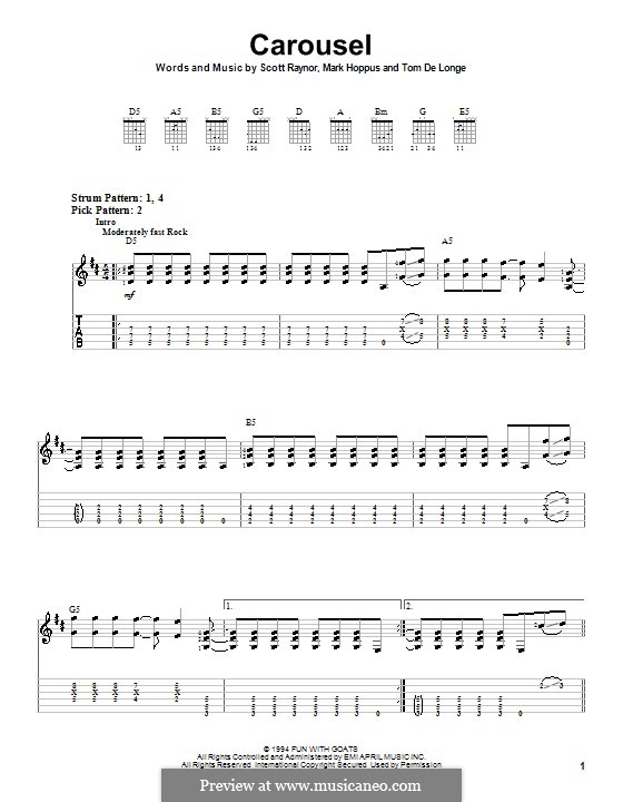 Carousel (Blink-182): Для гитары (очень легкая версия) by Mark Hoppus, Scott Raynor, Tom DeLonge
