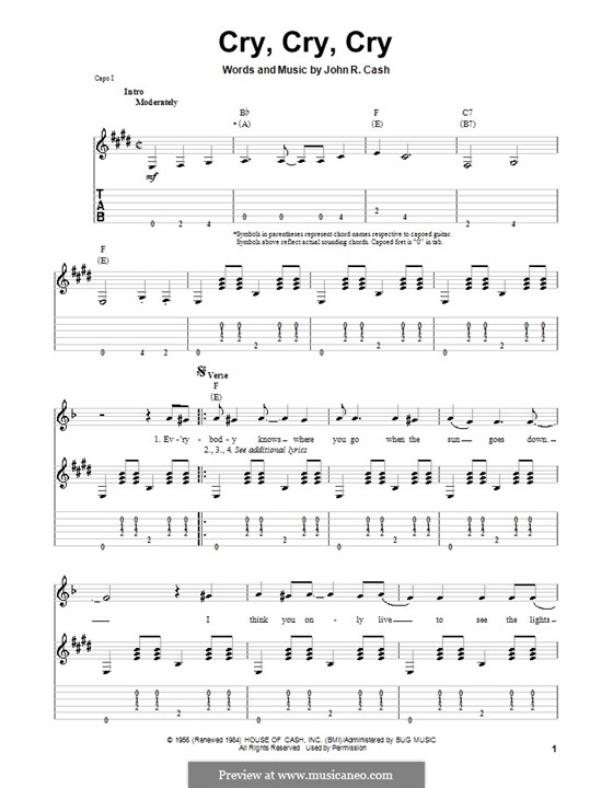 Cry, Cry, Cry: Для гитары by Johnny Cash