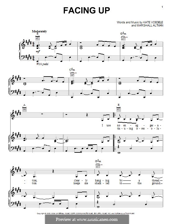 Facing Up (Kate Voegele): Для голоса и фортепиано (или гитары) by Marshall Altman