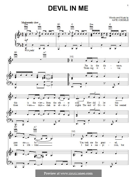 Devil in Me: Для голоса и фортепиано (или гитары) by Kate Voegele