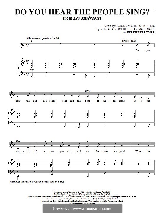 Do You Hear the People Sing: Для голоса и фортепиано (или гитары) by Claude-Michel Schönberg