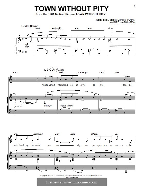 Town without Pity: Для голоса и фортепиано (или гитары) by Dimitri Tiomkin