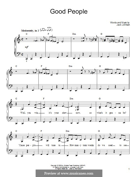 Good People: Для фортепиано (легкий уровень) by Jack Johnson