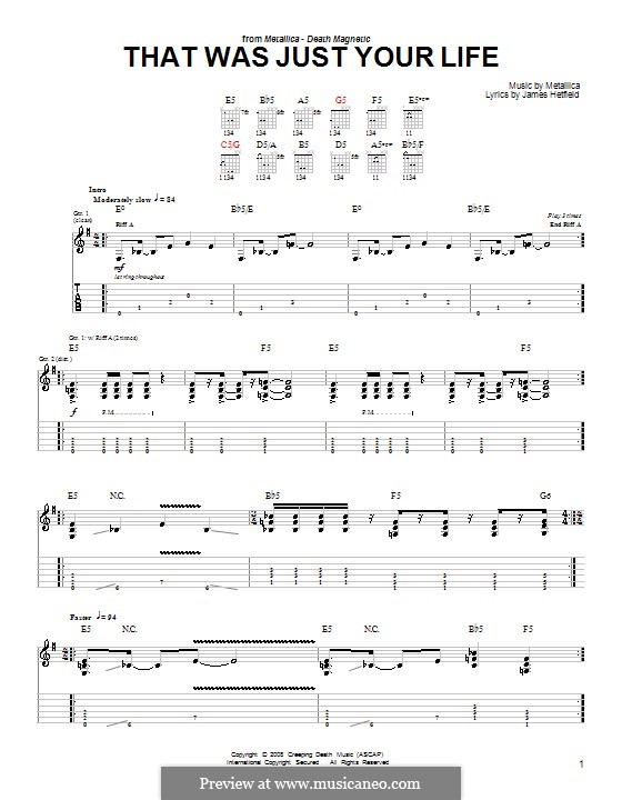 That Was Just Your Life (Metallica): Для гитары (очень легкая версия) by James Hetfield