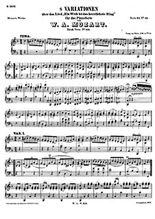 Eight Variations on 'Ein Weib ist das herrlichste Ding' from 'Der dumme Gartner' by B. Schack, K.613: Для фортепиано by Вольфганг Амадей Моцарт