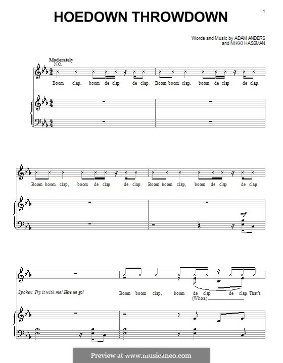 Hoedown Throwdown (Miley Cyrus): Для голоса и фортепиано (или гитары) by Adam Anders, Nikki Hassman