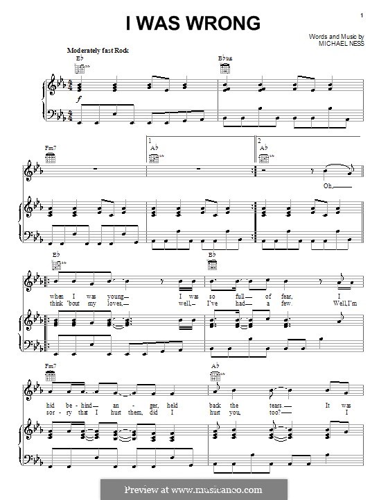 I Was Wrong (Social Distortion): Для голоса и фортепиано (или гитары) by Michael Ness
