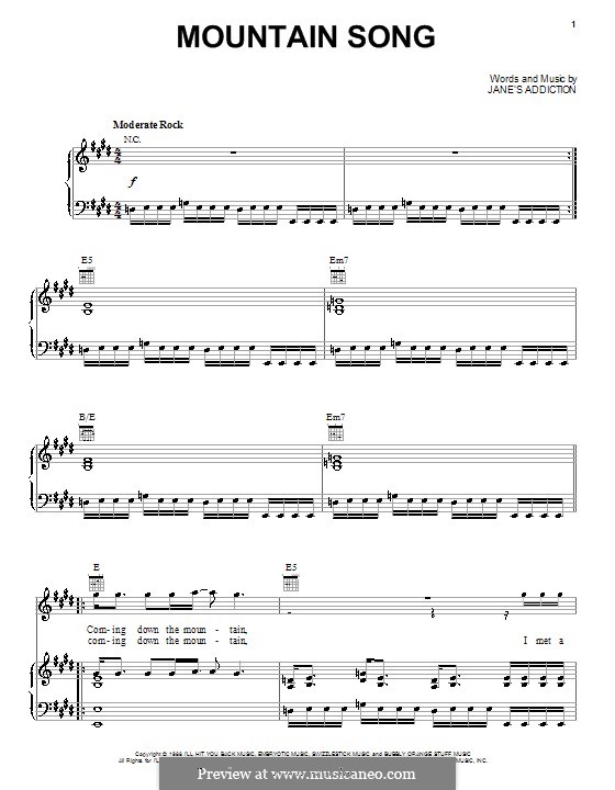 Mountain Song: Для голоса и фортепиано (или гитары) by Jane's Addiction, Dave Navarro, Perry Farrell, Stephen Perkins