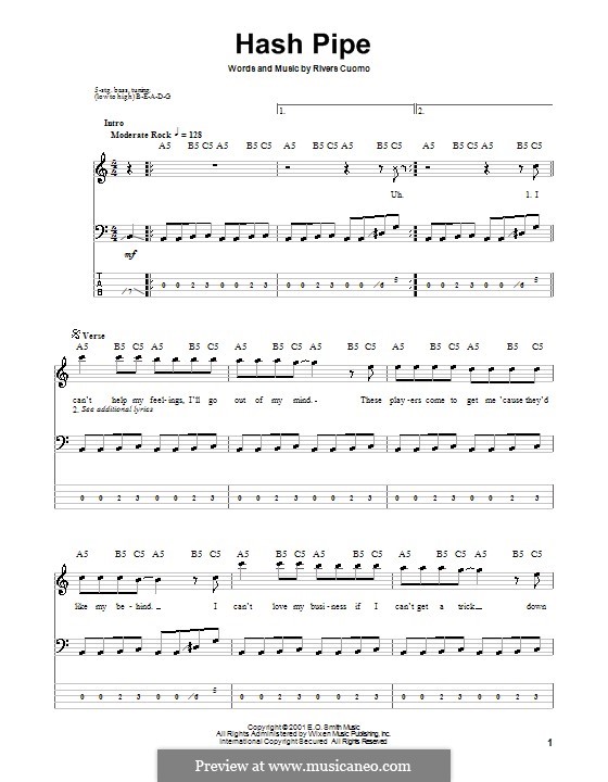 Hash Pipe (Weezer): Для бас-гитары с табулатурой by Rivers Cuomo