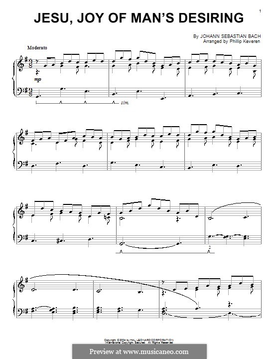Jesu, Joy of Man's Desiring, for Piano: Для одного исполнителя by Иоганн Себастьян Бах
