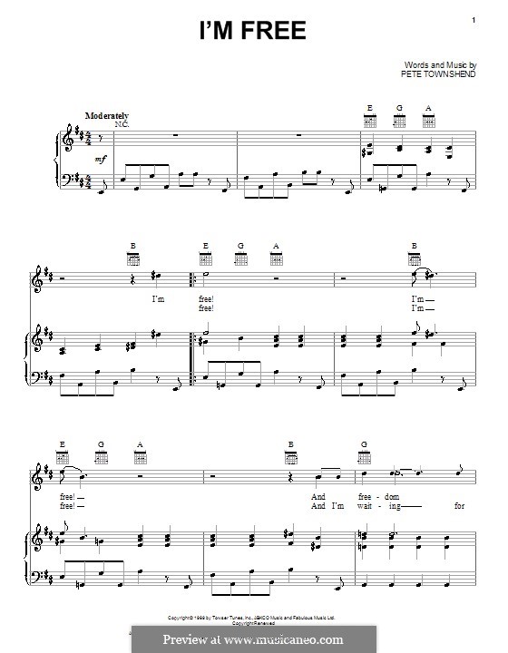 I'm Free (The Who): Для голоса и фортепиано (или гитары) by Peter Townshend