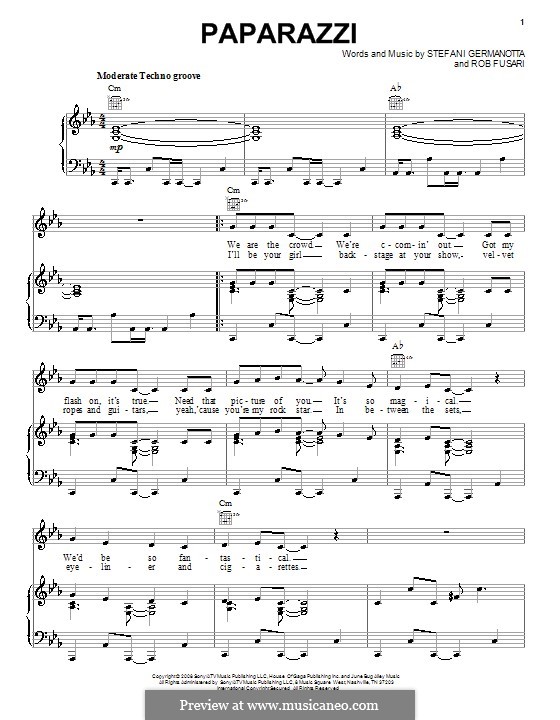 Paparazzi (Lady Gaga): Для голоса и фортепиано (или гитары) by Robert Fusari, Stefani Germanotta