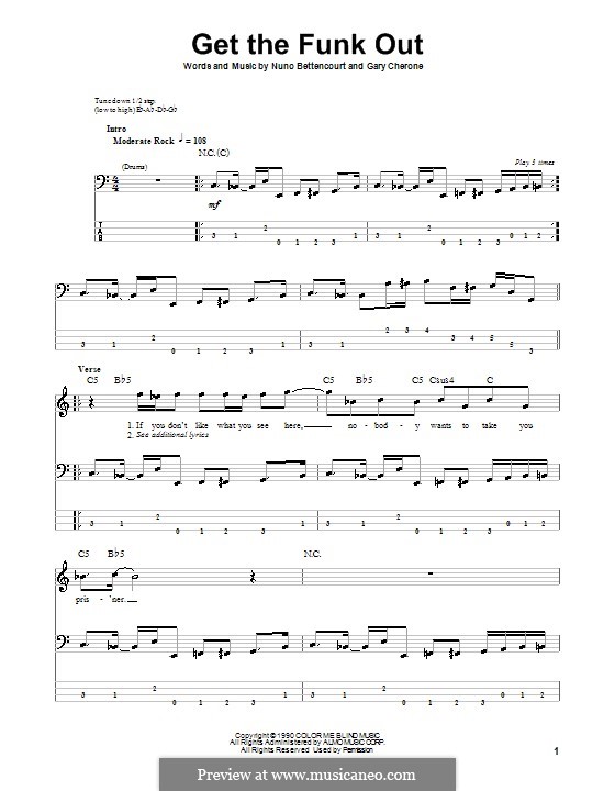 Get the Funk Out (Extreme): Для бас-гитары с табулатурой by Gary Cherone, Nuno Bettencourt