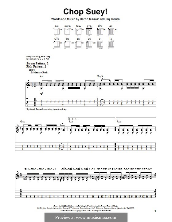 Chop Suey! (System of a Down): Для гитары (очень легкая версия) by Daron Malakian, Serj Tankian