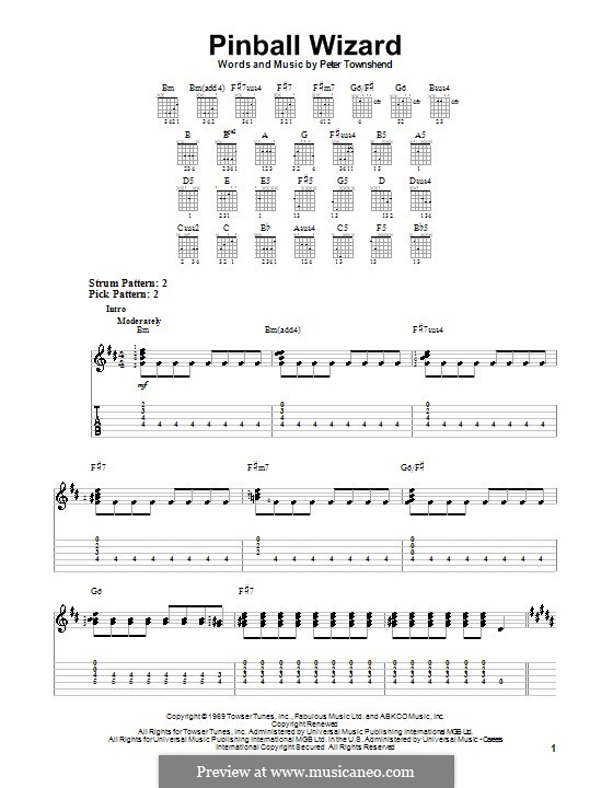 Pinball Wizard (The Who): Version for easy guitar with tablature by Peter Townshend