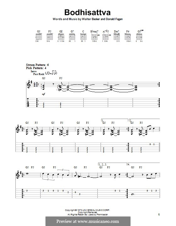 Bodhisattva (Steely Dan): Для гитары (очень легкая версия) by Donald Fagen, Walter Becker