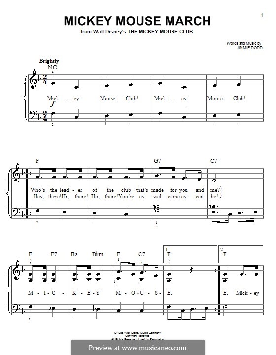 Mickey Mouse March (from The Mickey Mouse Club): Для начинающего пианиста by Jimmie Dodd