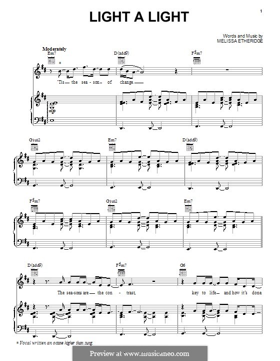 Light a Light: Для голоса и фортепиано (или гитары) by Melissa Etheridge