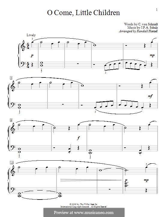 O Come, Little Children: Для фортепиано by Иоганн Авраам Шульц