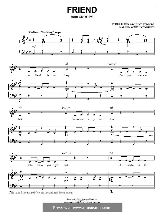 Friend (Hal Clayton Hackady): Для голоса и фортепиано (или гитары) by Larry Grossman