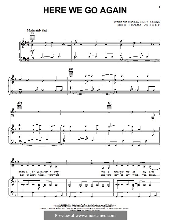 Here We Go Again (Demi Lovato): Для голоса и фортепиано (или гитары) by Isaac Hasson, Lindy Robbins, Mher Filian