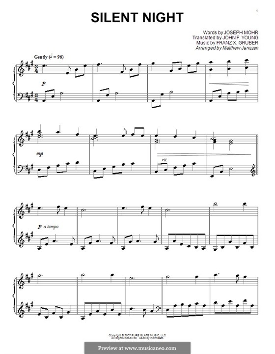 Piano version: Ля мажор by Франц Ксавьер Грубер