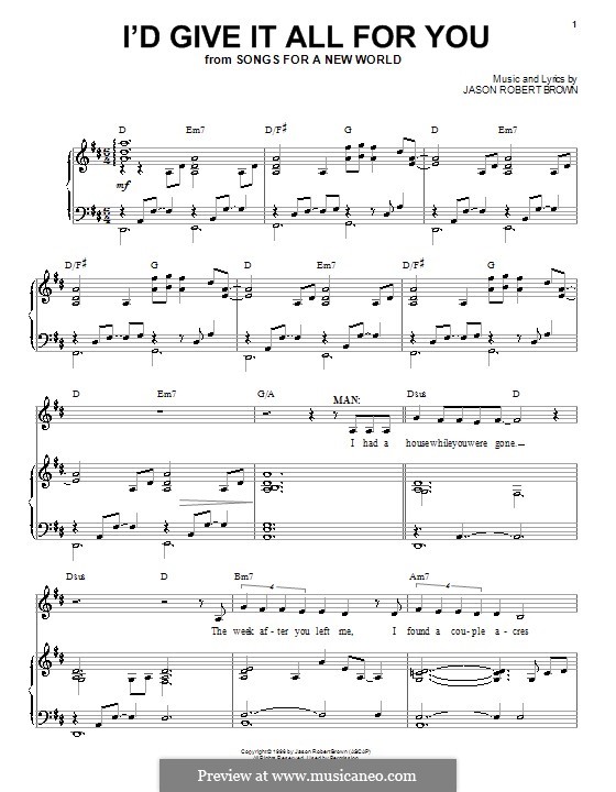 I'd Give It All for You: Для голоса и фортепиано (или гитары) by Jason Robert Brown