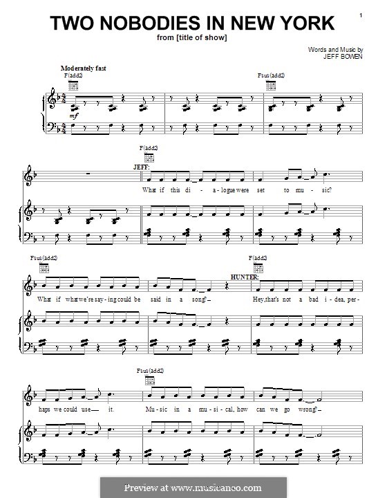 Two Nobodies in New York: Для голоса и фортепиано (или гитары) by Jeff Bowen