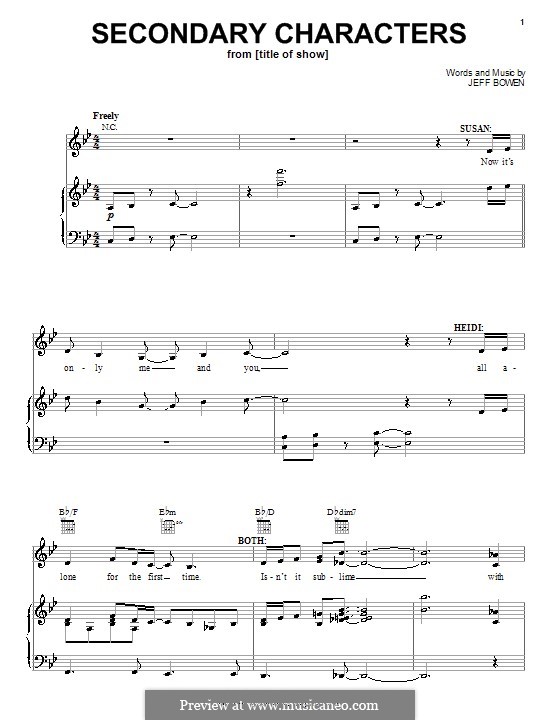 Secondary Characters: Для голоса и фортепиано (или гитары) by Jeff Bowen