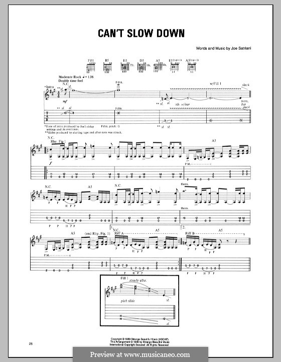 Can't Slow Down: Гитарная табулатура by Joe Satriani