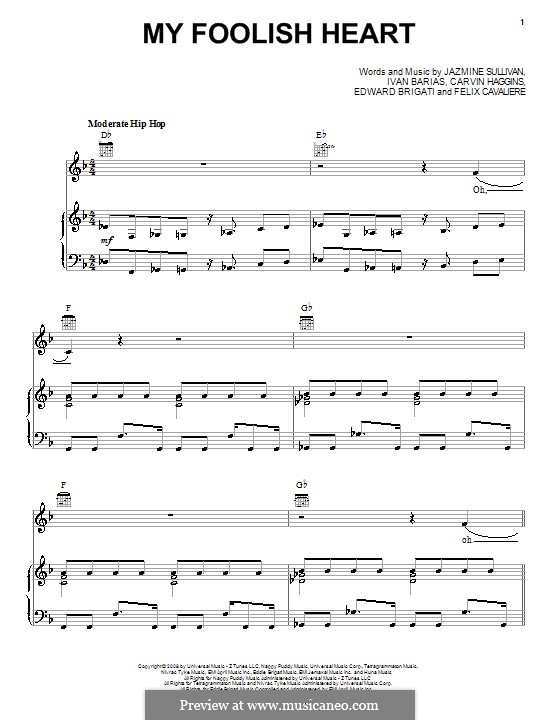 My Foolish Heart (Jazmine Sullivan): Для голоса и фортепиано (или гитары) by Carvin Haggins, Edward Brigati Jr., Felix Cavaliere, Ivan Barias