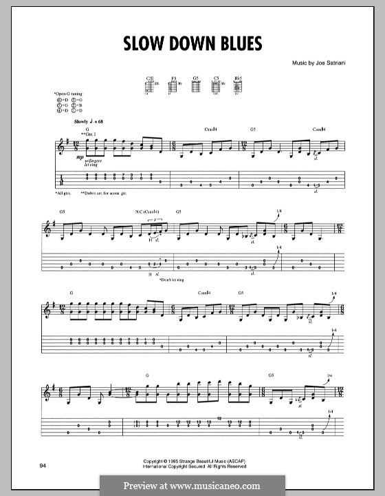 Slow Down Blues: Гитарная табулатура by Joe Satriani