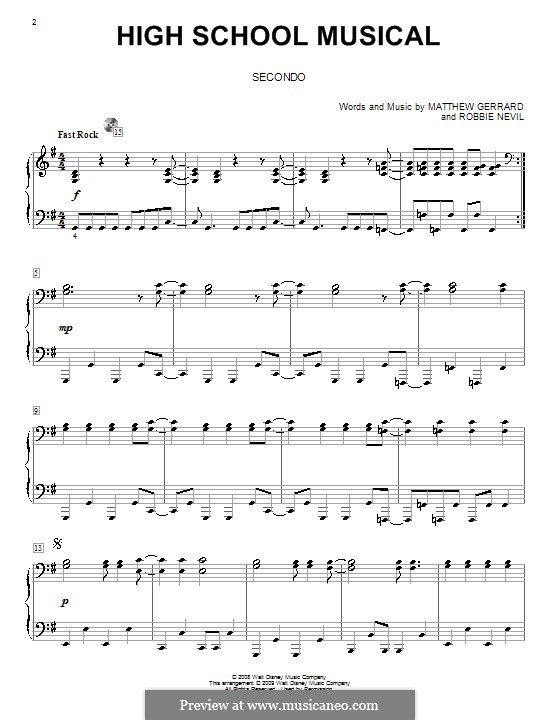 High School Musical (from High School Musical 3): Для фортепиано в 4 руки by Matthew Gerrard, Robbie Nevil