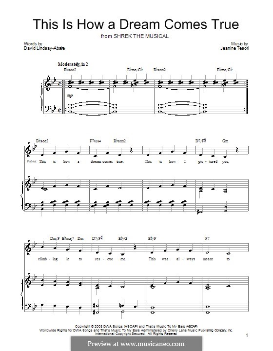 This Is How a Dream Comes True (Shrek the Musical): Для голоса и фортепиано (или гитары) by Jeanine Tesori