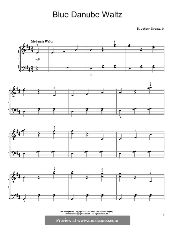 На прекрасном голубом Дунае, для фортепиано, Op.314: Легкая версия для фортепиано by Иоганн Штраус (младший)