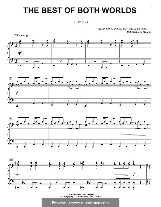 The Best of Both Worlds (Hannah Montana): Для фортепиано в 4 руки by Matthew Gerrard, Robbie Nevil