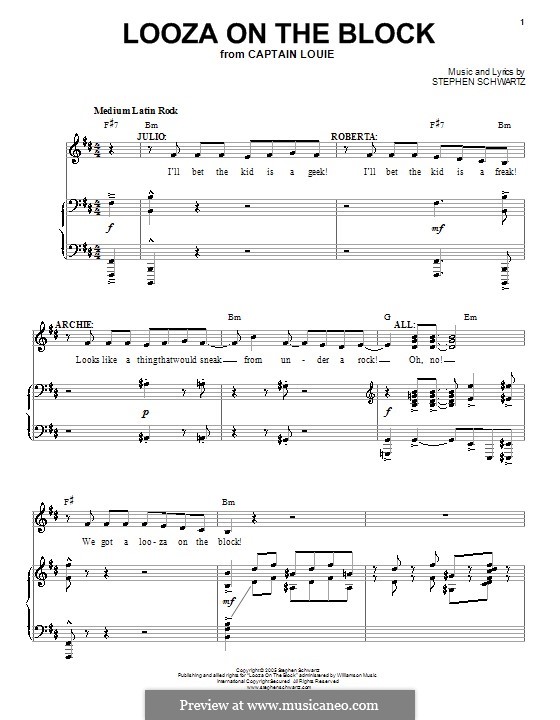 Looza on the Block: Для голоса и фортепиано (или гитары) by Stephen Schwartz