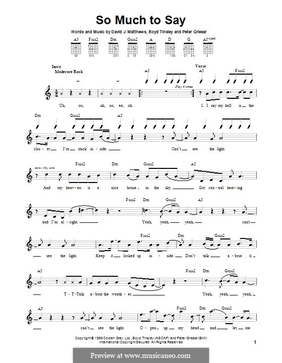 So Much to Say (Dave Matthews Band): Для гитары (с вариантом боя) by Boyd Tinsley, David J. Matthews, Peter Griesar